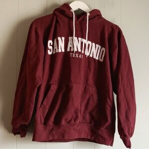 Ocean Beach San Antonio TX Graphic Heavyweight Maroon Hoodie M